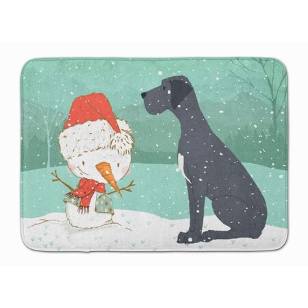 Carolines Treasures Black Great Dane & Snowman Christmas Machine Washable Memory Foam Mat CK2039RUG